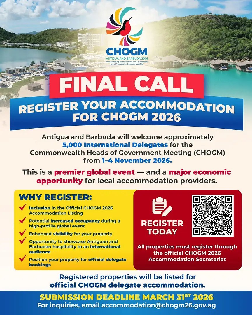 Antigua and Barbuda Issues Final Call for CHOGM 2026 Accommodation Registration