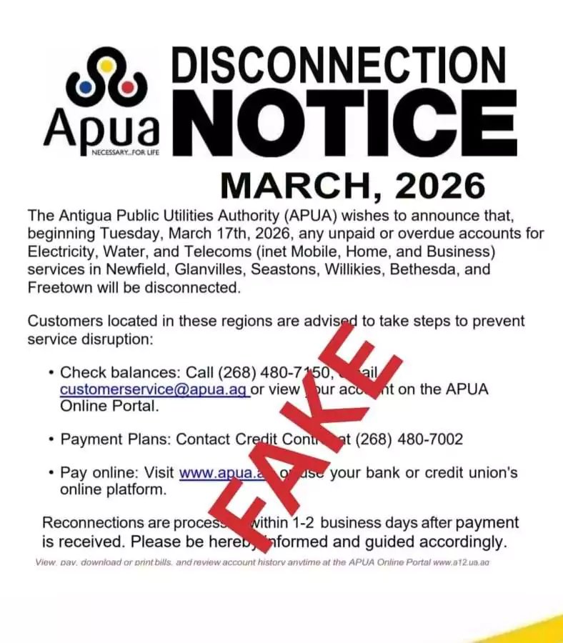 APUA Alerts Public to Fake Utility Disconnection Notice Spreading Online